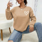 INAWLY Heart Print Drop Shoulder Sweatshirt,Long Sleeve Tops