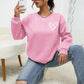 INAWLY Heart Print Drop Shoulder Sweatshirt,Long Sleeve Tops