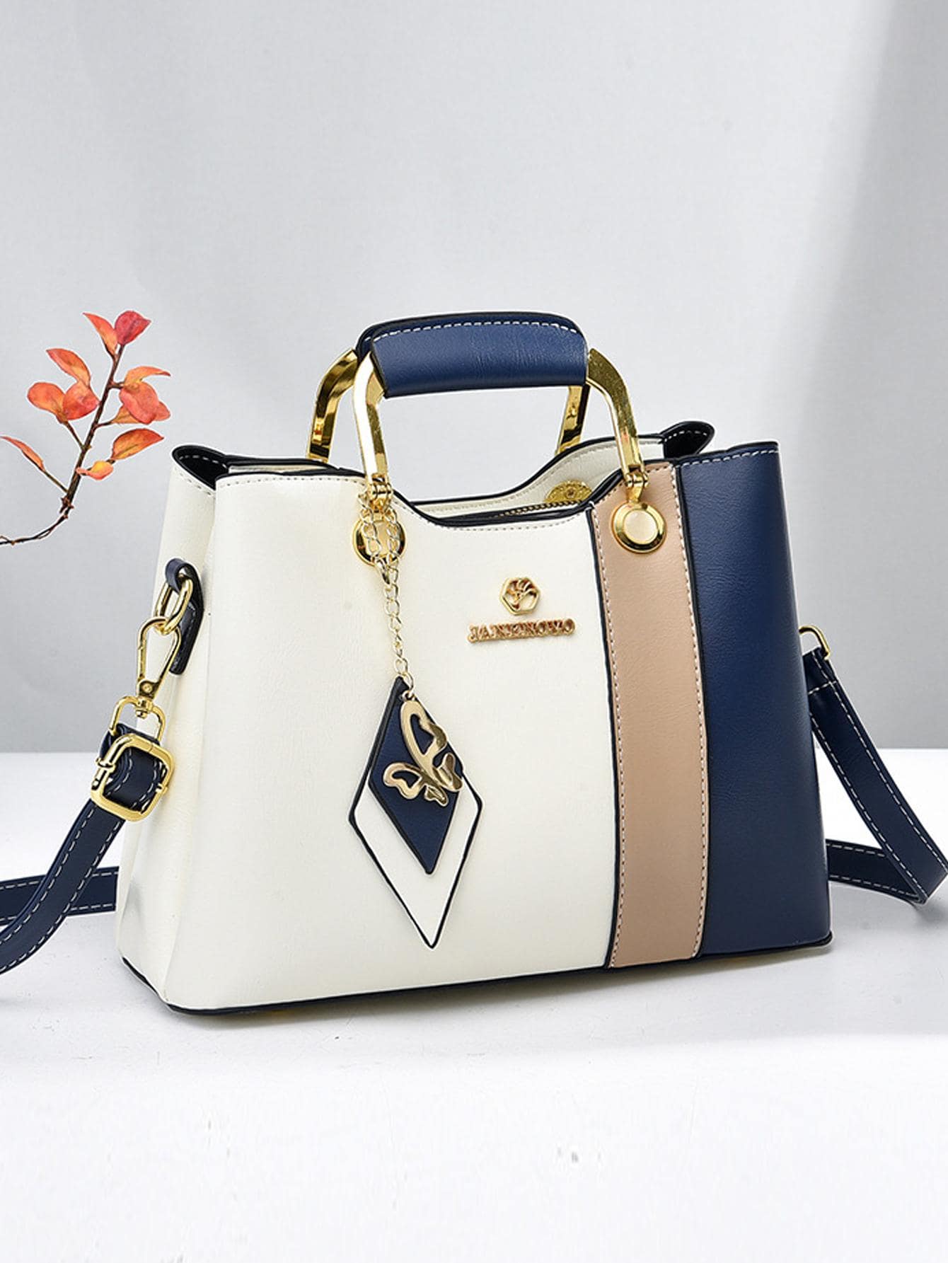 Ladies Crossbody Bag With Letter Pattern Pendant Decoration, Shoulder Handheld