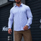 Manfinity Mode Men Striped Print Shirt Slim Fit Long Sleeve Button Up Collar Business Shirt