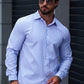 Manfinity Mode Men Striped Print Shirt Slim Fit Long Sleeve Button Up Collar Business Shirt