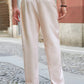 Men Solid Slant Pocket Straight Leg Pants