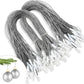 100Pcs Christmas Ornament Hooks Sliver String Hanger With Snap Locking Metallic Color String For Christmas Valentine's Day Party Hanging Ropes