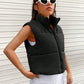 EZwear Zip Up Sleeveless Puffer Vest Coat,Ladies Late Fall Casual Zipper Funnel Neck Regular Fit Black Plain Women Winter Coats,Winter Warmth/ Winter Fashion