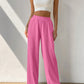 EZwear Solid Slant Pocket Wide Leg Pants