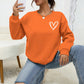 INAWLY Heart Print Drop Shoulder Sweatshirt,Long Sleeve Tops