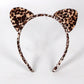 Cute 1pc Leopard Pattern Cat Ear Decor Costume Headband For Halloween Party