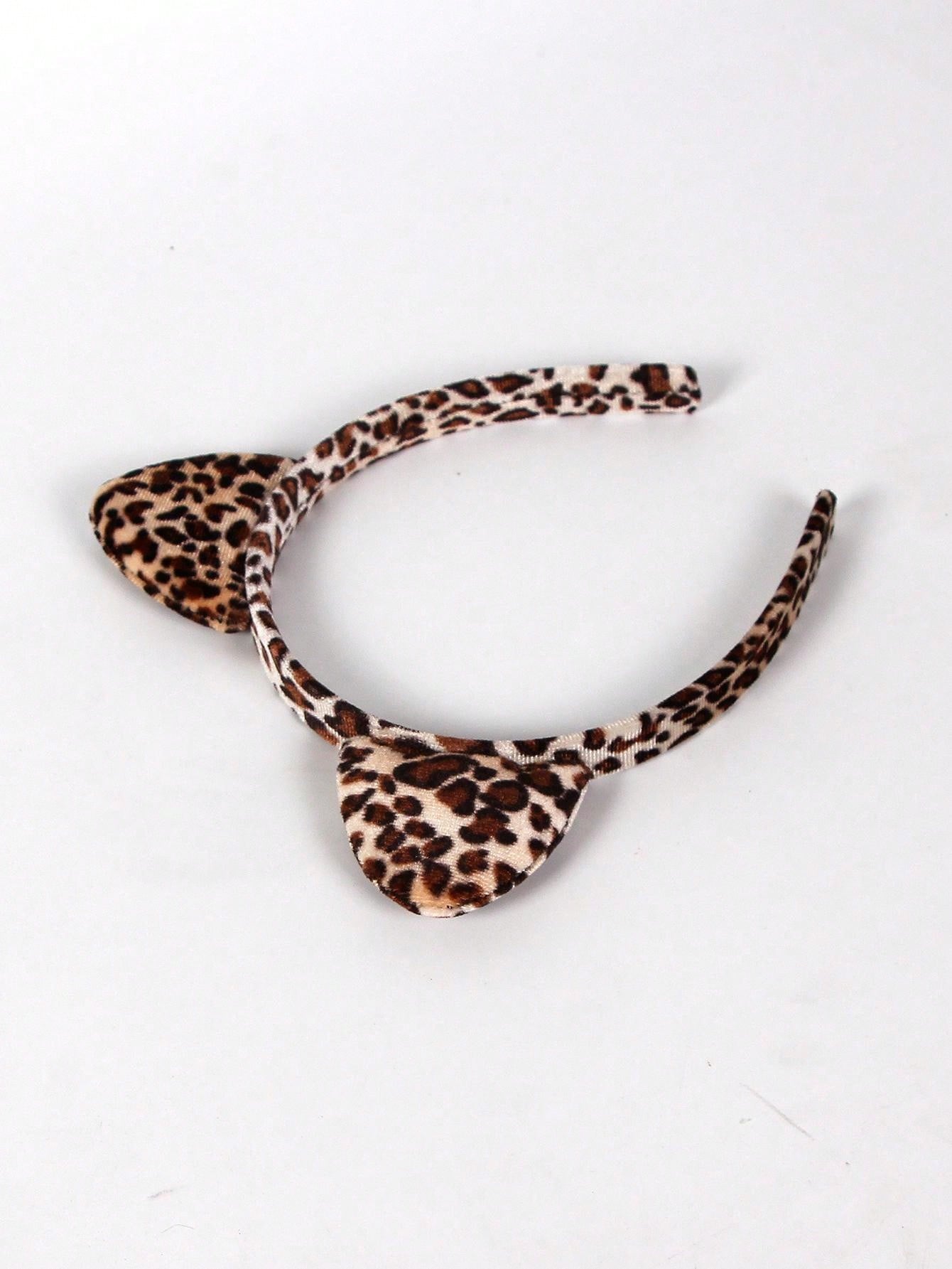 Cute 1pc Leopard Pattern Cat Ear Decor Costume Headband For Halloween Party