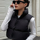 DAZY Zip Up Crop Vest Puffer Thick Coat, Winter Women Clothes, Padded Coat Women