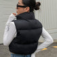 DAZY Zip Up Crop Vest Puffer Thick Coat, Winter Women Clothes, Padded Coat Women