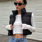 DAZY Zip Up Crop Vest Puffer Thick Coat, Winter Women Clothes, Padded Coat Women