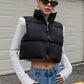 DAZY Zip Up Crop Vest Puffer Thick Coat, Winter Women Clothes, Padded Coat Women