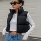 DAZY Zip Up Crop Vest Puffer Thick Coat, Winter Women Clothes, Padded Coat Women