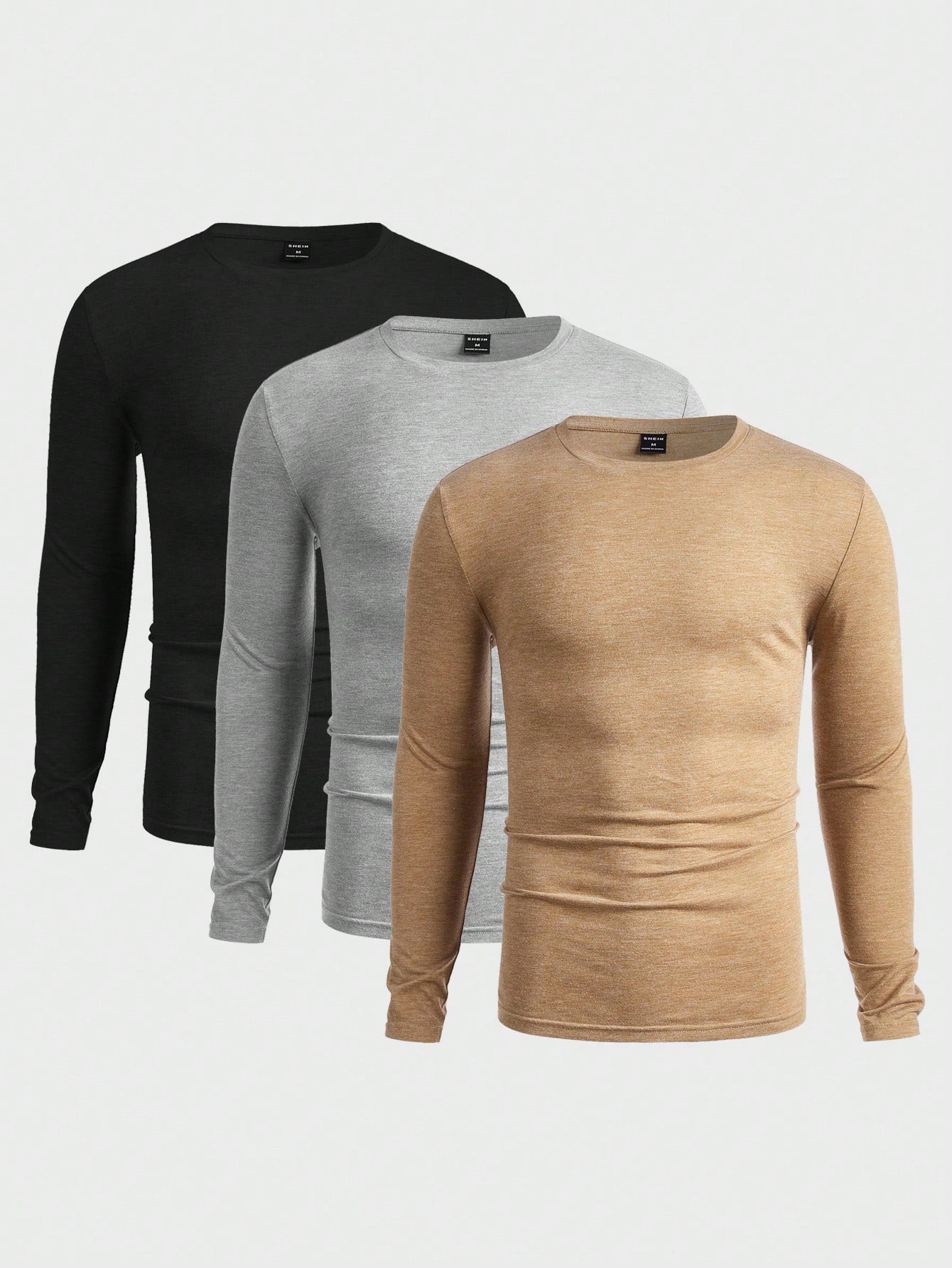 Manfinity Basics Men 3pcs Solid Round Neck Tee