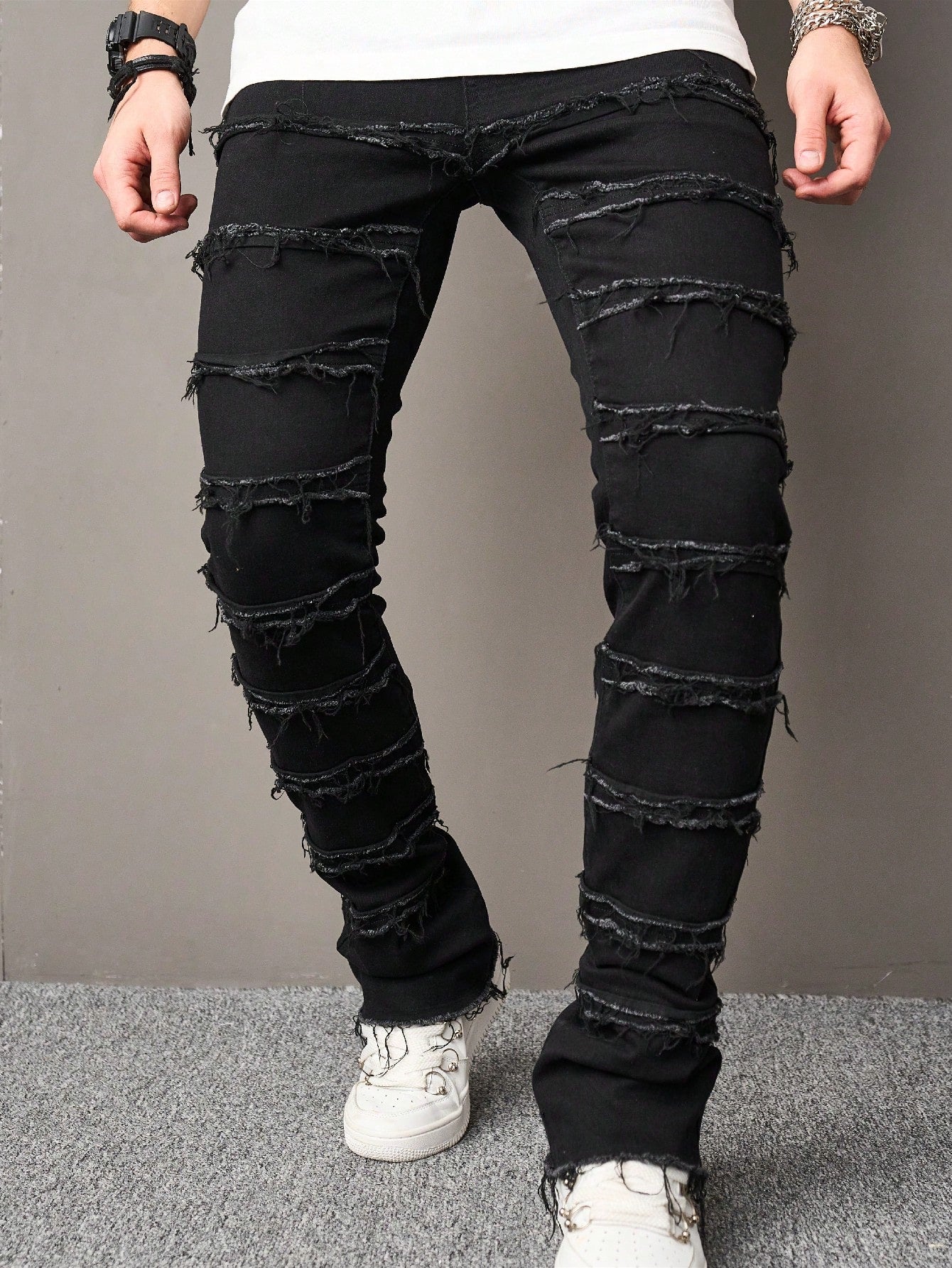 Manfinity Men Raw Trim Skinny Jeans