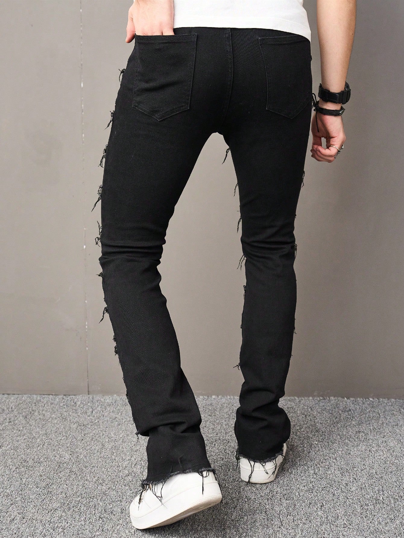 Manfinity Men Raw Trim Skinny Jeans