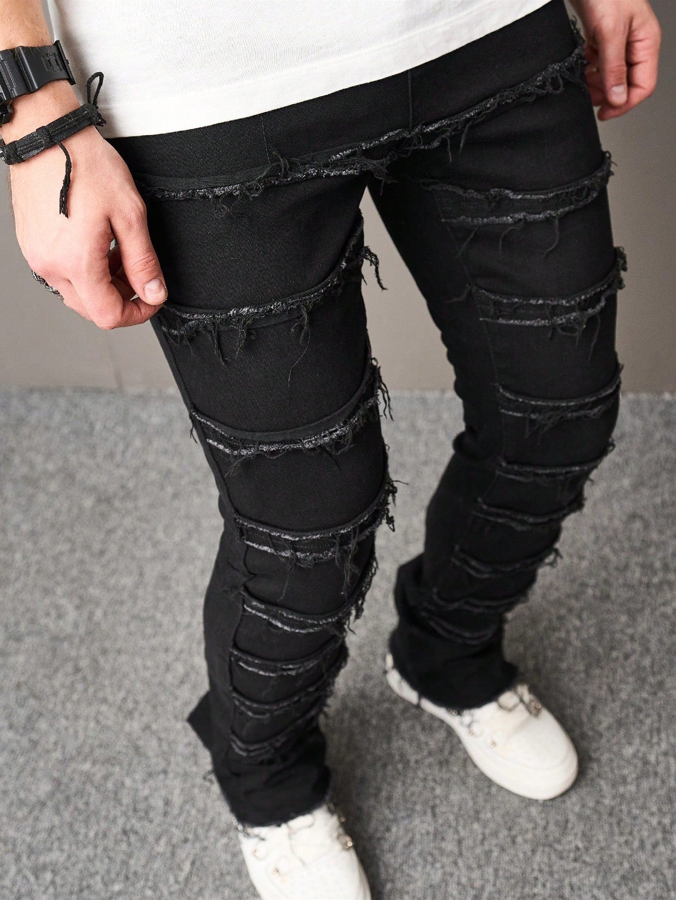 Manfinity Men Raw Trim Skinny Jeans