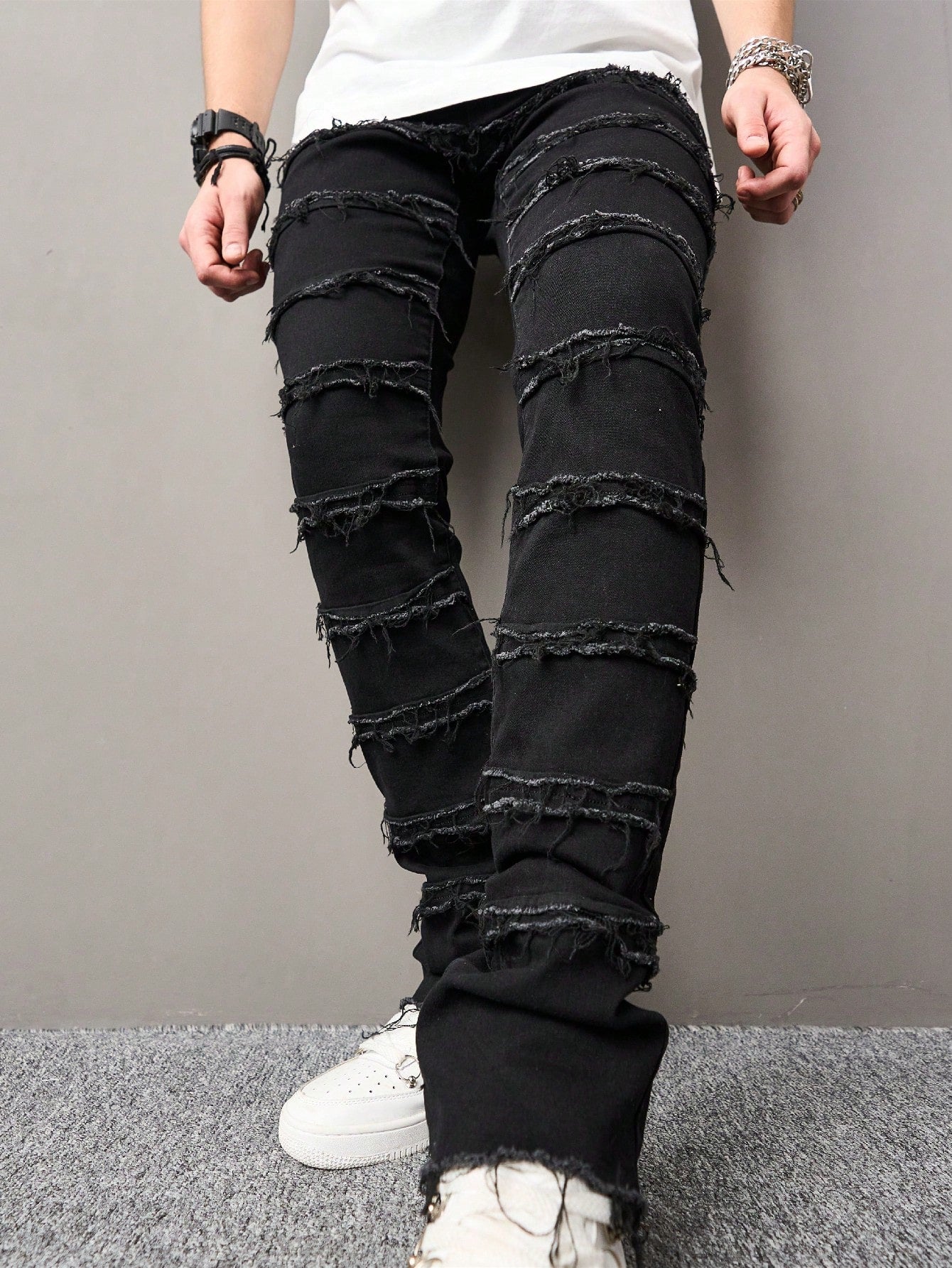 Manfinity Men Raw Trim Skinny Jeans