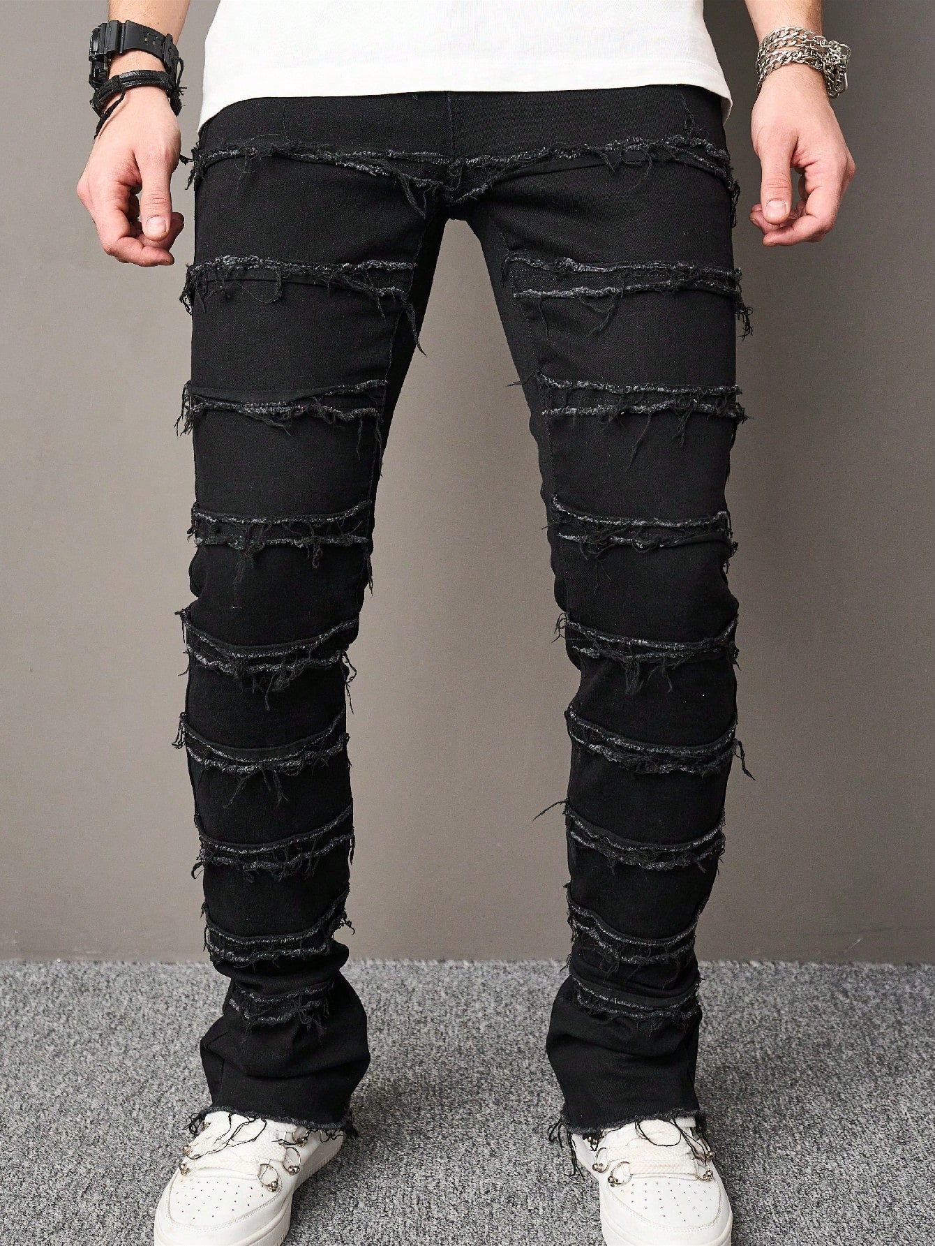 Manfinity Men Raw Trim Skinny Jeans