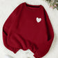 EZwear Heart Print Thermal Lined Sweatshirt,Long Sleeve Tops