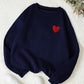 EZwear Heart Print Thermal Lined Sweatshirt,Long Sleeve Tops