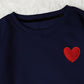 EZwear Heart Print Thermal Lined Sweatshirt,Long Sleeve Tops