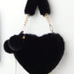 Furry Purse For Girls Heart Shaped Fluffy Handbag For Women Soft Small Shoulder Bag Clutch Purse With Metal Chain Strap . The Best Valentine's Gifts For Girlfriend Lady