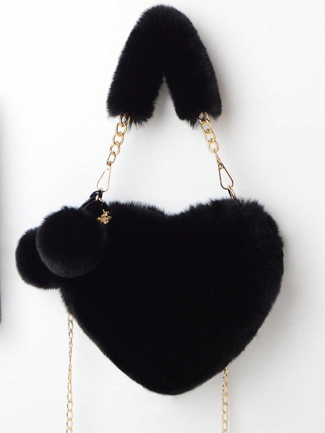 Furry Purse For Girls Heart Shaped Fluffy Handbag For Women Soft Small Shoulder Bag Clutch Purse With Metal Chain Strap . The Best Valentine's Gifts For Girlfriend Lady