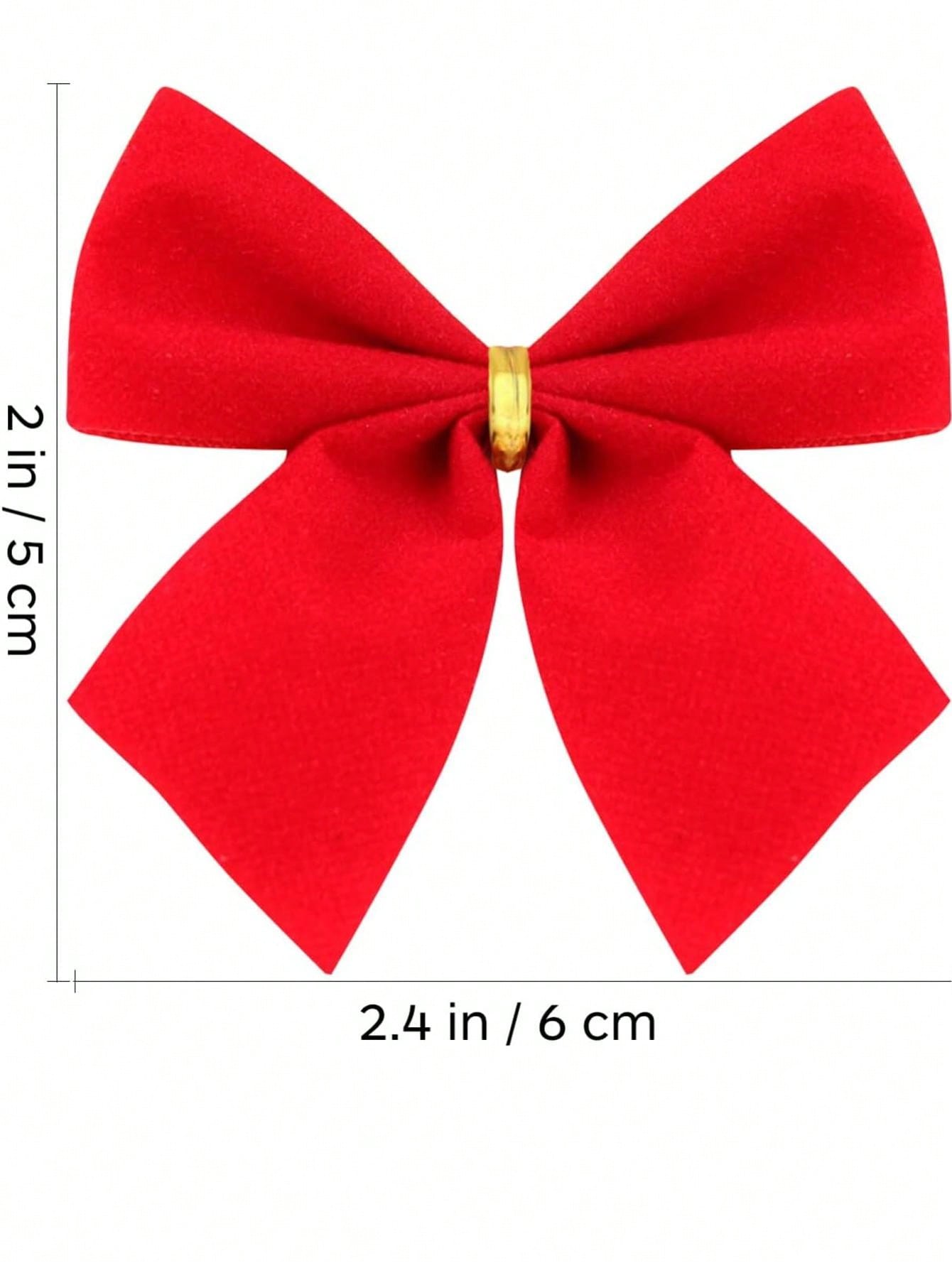 24pcs Mini Christmas Tree Decor Bow, Cute Wedding Party Home Wreath Hanging Ornaments (Red),Christmas