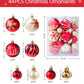 44pcs Christmas Ornament Set, Red And Golden Creative Painted Christmas Ball Party Christmas Tree Hanging Ball Pendant, Christmas Tree Decoration, Suitable For Holiday Parties, Wreaths, Christmas Tree, Halloween, Halloween Decoration