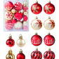 44pcs Christmas Ornament Set, Red And Golden Creative Painted Christmas Ball Party Christmas Tree Hanging Ball Pendant, Christmas Tree Decoration, Suitable For Holiday Parties, Wreaths, Christmas Tree,Christmas