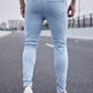 Manfinity Homme Men Light Wash Ripped Skinny Jeans Slim Fit Long Frayed Jean Cargo Plain Blue Office Basic Husband