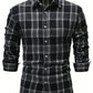 Men's Plaid Print Button Front Casual Long Sleeve Shirt