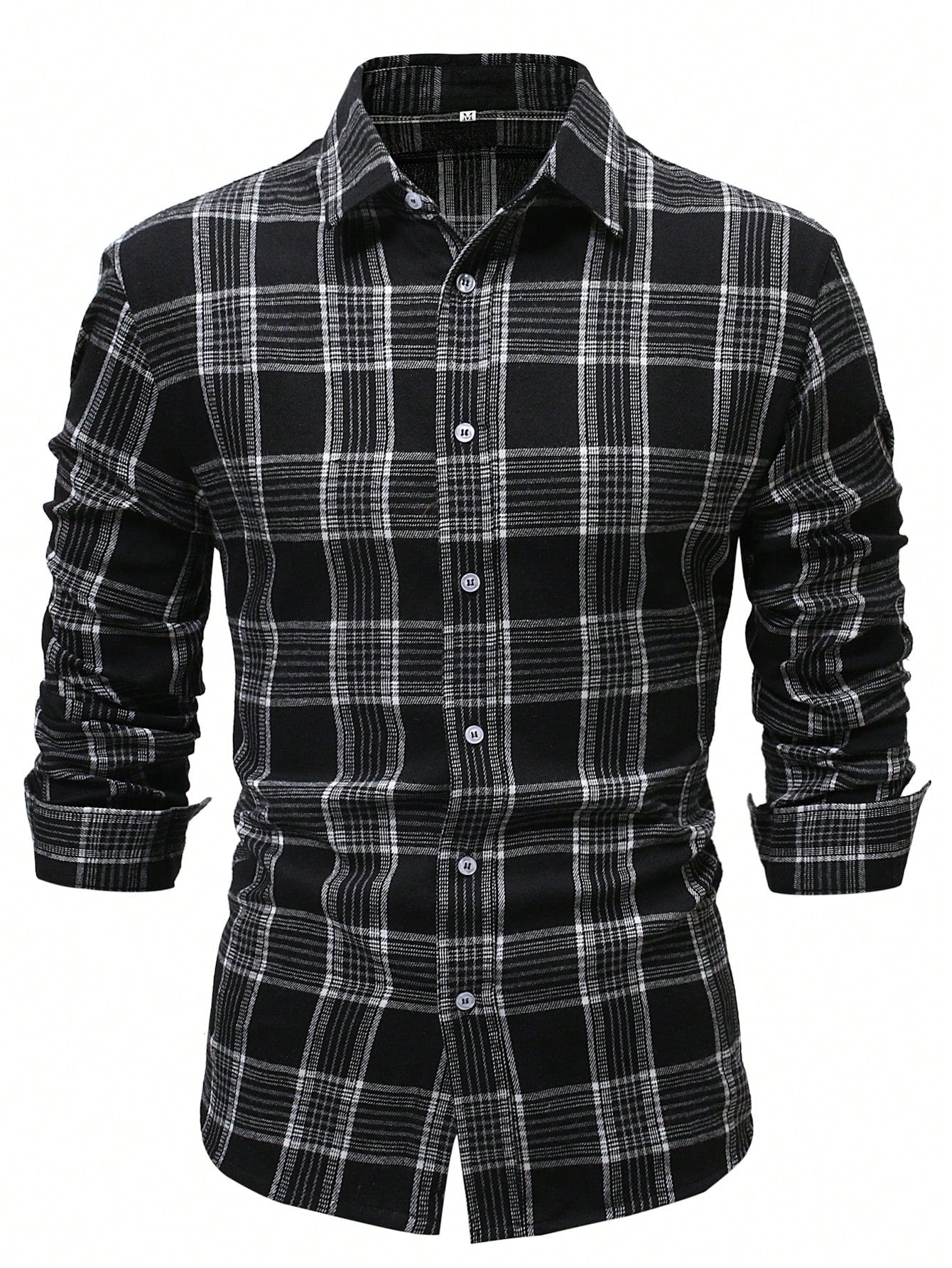 Men's Plaid Print Button Front Casual Long Sleeve Shirt