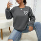 INAWLY Heart Print Drop Shoulder Sweatshirt,Long Sleeve Tops