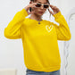 INAWLY Heart Print Drop Shoulder Sweatshirt,Long Sleeve Tops