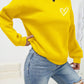 INAWLY Heart Print Drop Shoulder Sweatshirt,Long Sleeve Tops