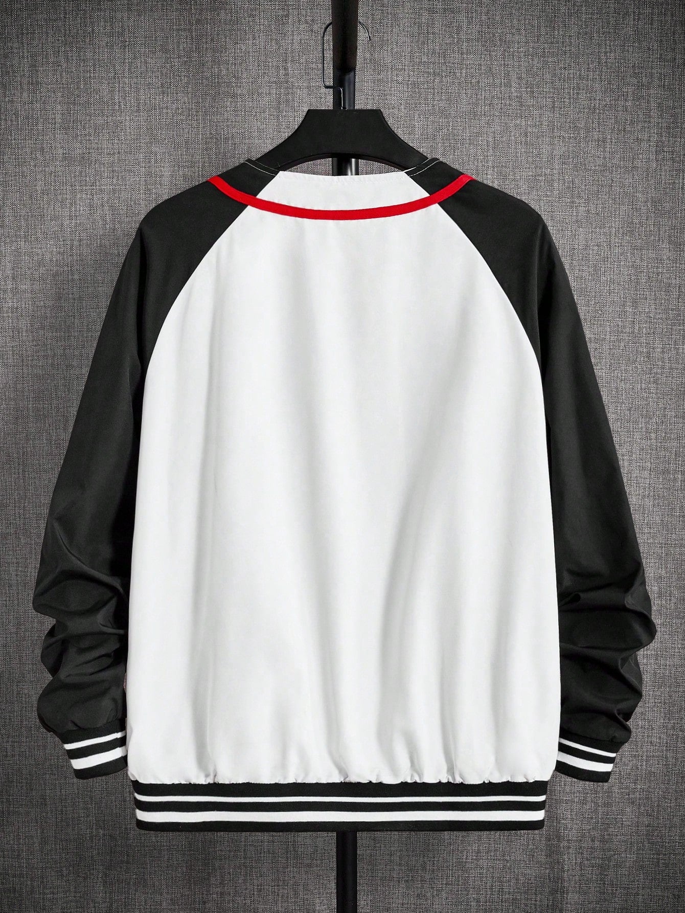 Manfinity ModaGents Oversized Men's Letter Graphic Striped Trim Raglan Sleeve Varsity Jacket