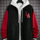 Manfinity ModaGents Oversized Men's Colorblock Letter Patched Drop Shoulder Varsity Jacket Without Hoodie