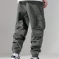 Men Flap Pocket Side Drawstring Waist Cargo Pants