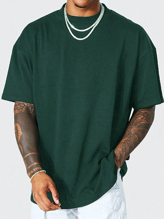 Men Solid Drop Shoulder Lounge Tee