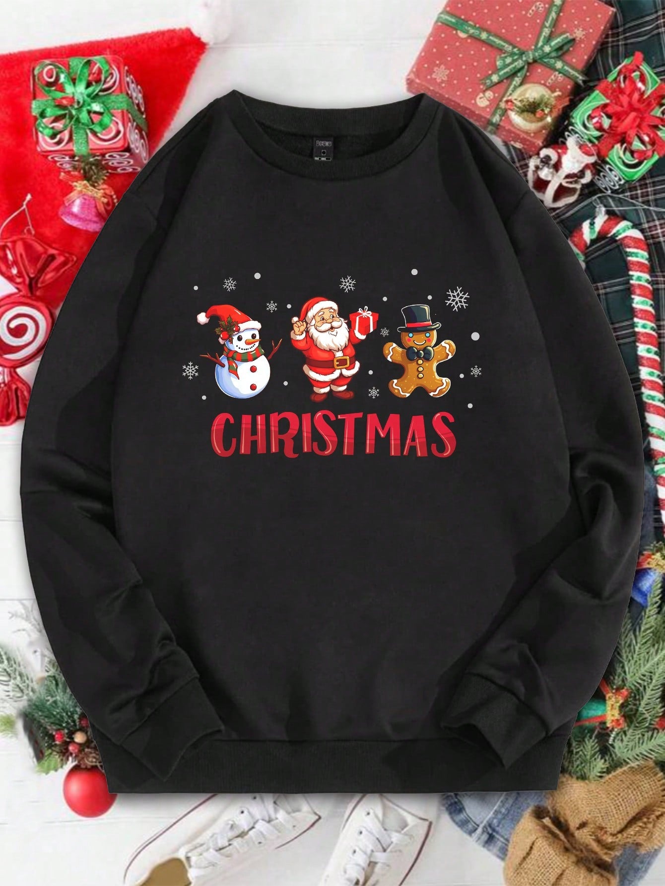 Manfinity Men Slogan Christmas Print Sweatshirt