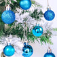 24pcs Blue Christmas Ball Ornament Set, Christmas Tree Decoration Hanging Pendants For Holiday Parties, Wreaths,Christmas