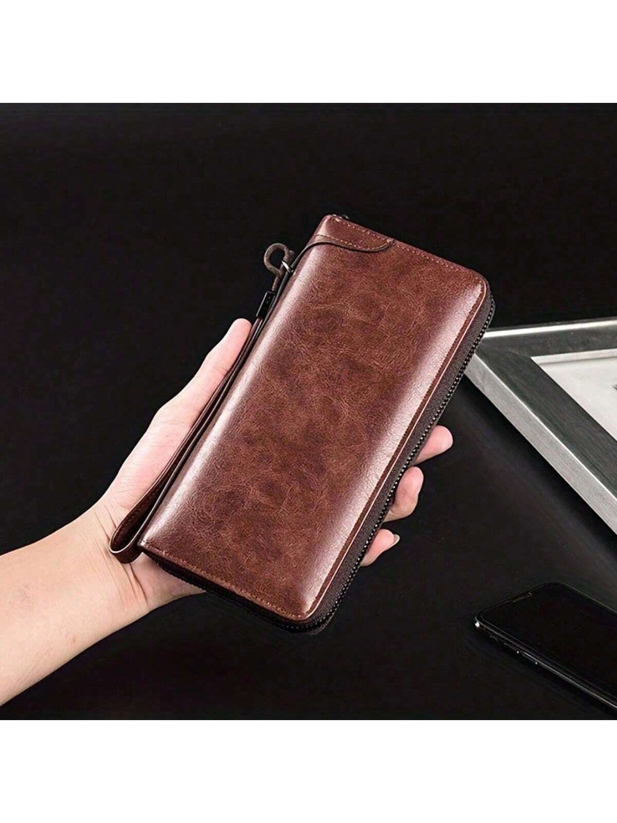 Men's Long Zipper Wallet Pu Leather Wallet for Men RFID Blocking Business Clutch Bag Credit Card Holder Purse Man