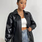 MOOSTA Drop Shoulder Zip Up PU Leather Coat