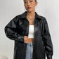 MOOSTA Drop Shoulder Zip Up PU Leather Coat