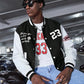 Manfinity RebelGame Oversized Men's Letter Graphic Two-Tone Varsity Jacket