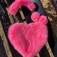 Furry Purse For Girls Heart Shaped Fluffy Handbag For Women Soft Small Shoulder Bag Clutch Purse With Metal Chain Strap . The Best Valentine's Gifts For Girlfriend Lady