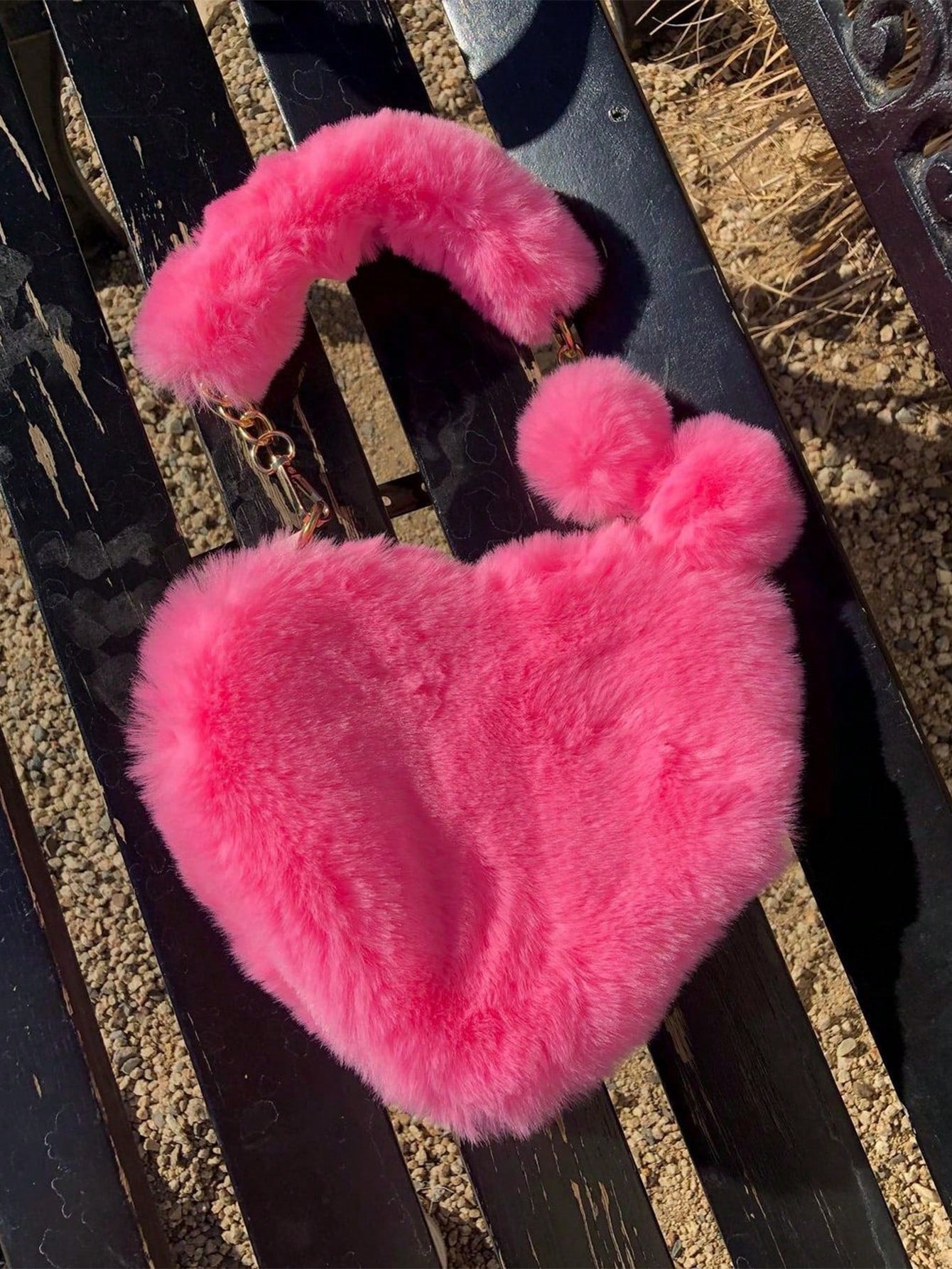 Furry Purse For Girls Heart Shaped Fluffy Handbag For Women Soft Small Shoulder Bag Clutch Purse With Metal Chain Strap . The Best Valentine's Gifts For Girlfriend Lady