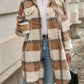 Relaxiva Plaid Print Drop Shoulder Teddy Coat